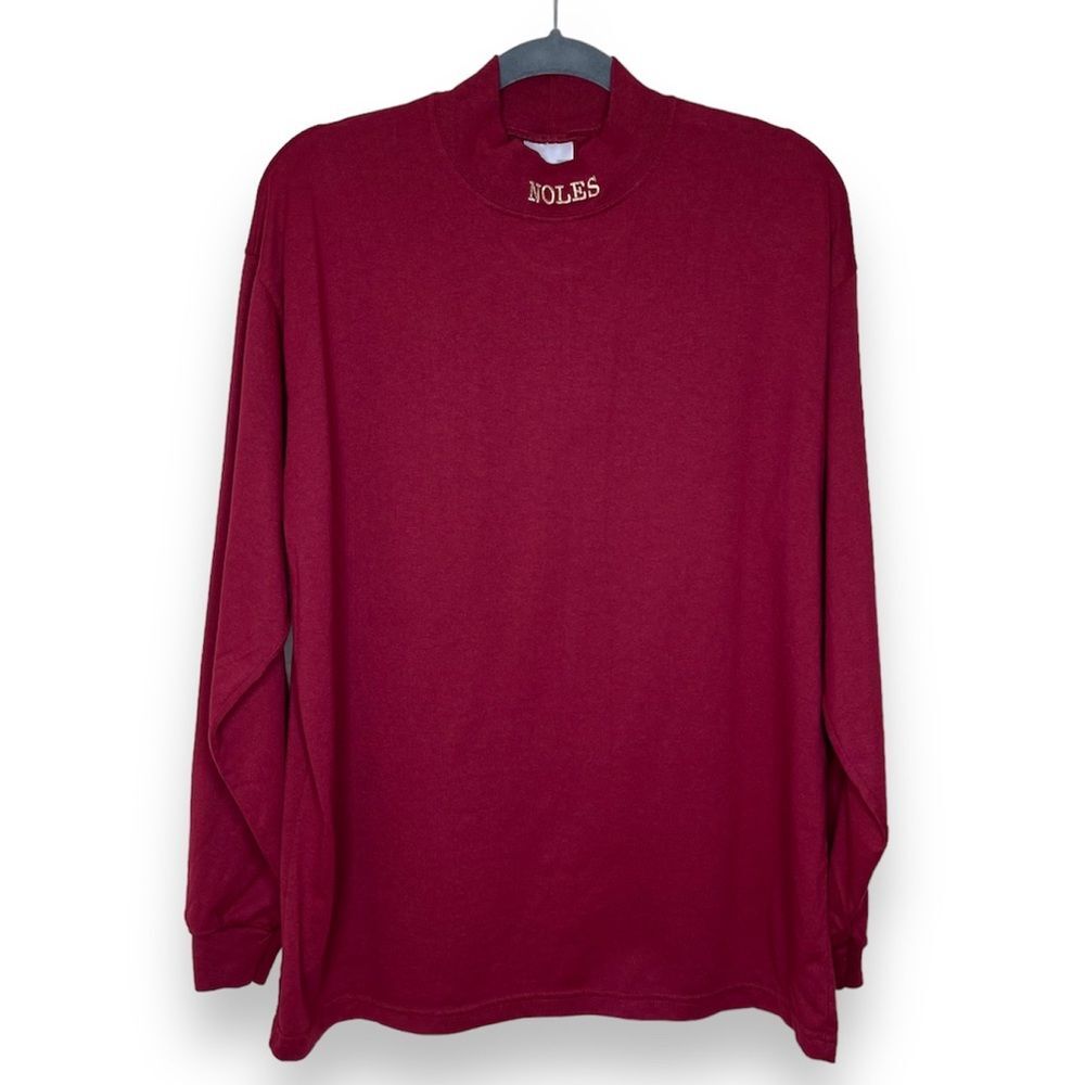 Vintage Gator Athletics Noles Garnet Turtleneck Long Sleeve Shirt Men Large FSU